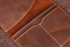 Handmade Genuine Leather Slim Wallet Bifold Long Wallet Passport Purse Bag For Mens - imessengerbags