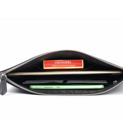 Handmade Leather Mens Clutch Parrots Cool Slim Wallet Zipper Clutch Wristlet Wallet for Men