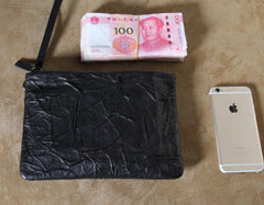 Genuine Leather Mens Clutch Cool Slim Wallet Zipper Clutch Wristlet Wallet for Men - imessengerbags