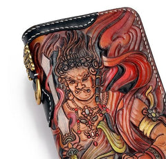 Handmade Leather Acalanatha Mens Chain Biker Wallet Cool Leather Wallet With Chain Wallets for Men