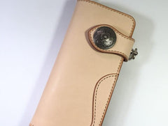 Handmade Leather Biker Wallet Mens Cool Chain Wallet Trucker Wallet with Chain