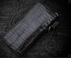 Handmade Leather Chinese Dragon Mens Chain Biker Wallet Cool Leather Wallet Long Clutch Wallets for Men - imessengerbags