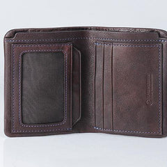 Genuine Leather Mens Cool Slim Leather Wallet Men Small Wallets Bifold for Men - imessengerbags