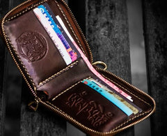 Handmade Leather Tooled Eagle Mens billfold Wallet Cool Leather Wallet Slim Wallet for Men - imessengerbags