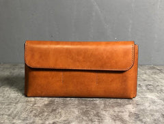 Handmade Leather Mens Cool Wallet Long Leather Wallet Clutch Wristlet Wallet for Men Women - imessengerbags