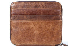 Cool Leather Small Slim Zipper Wallet billfold Wallet Card Wallets For Men - imessengerbags