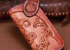 Handmade Leather Kylin Mens Chain Biker Wallet Cool Leather Wallet With Chain Wallets for Men