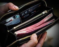 Handmade Leather Men Tooled Carp Cool Leather Wallet Long Phone Wallets for Men - imessengerbags