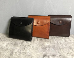 Handmade Genuine Leather Mens Cool Slim Leather Wallet Men Small Wallets Bifold for Men - imessengerbags