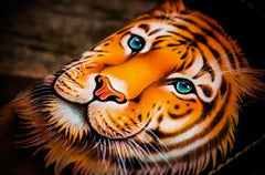 Handmade Leather Men Tooled Tiger Cool Leather Wallet Long Phone Clutch Wallets for Men - imessengerbags
