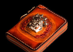 Handmade Leather Tibetan Mens billfold Wallet Cool Chain Wallet Biker Wallet for Men - imessengerbags