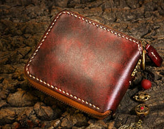 Handmade Leather Mens Chain Biker Wallet Cool Leather Wallet Small Wallets for Men - imessengerbags