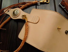 Handmade Leather Biker Wallet Mens Cool Short Chain Wallet Trucker Wallet with Chain