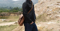 Handmade Leather Mens Cool Shoulder Bag Messenger Bag Chest Bag Bike Bag Cycling Bag for men - imessengerbags