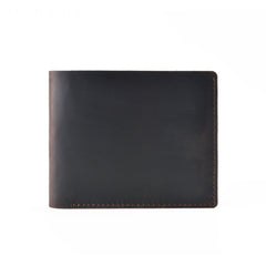 Vintage Brown Leather Men's Small Bifold Wallet Black Slim billfold Wallet For Men - imessengerbags