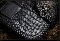 Handmade Leather Small Tooled Mens billfold Wallet Cool Chain Wallet Biker Wallet for Men