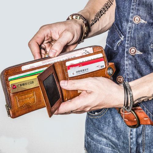 Handmade Mens Cool billfold Leather Wallet Men Small Wallets Bifold for Men - imessengerbags