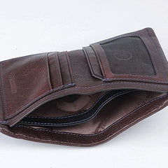 Genuine Leather Mens Cool Slim Leather Wallet Men Small Wallets Bifold for Men - imessengerbags