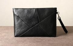 Genuine Leather Mens Clutch Cool Slim Wallet Zipper Clutch Wristlet Bag Wallet for Men Women - imessengerbags