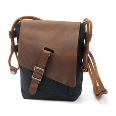 Cool Mens Waxed Canvas Leather Small Courier Bags Canvas Side Bags for Men - imessengerbags