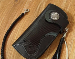 Handmade Leather Biker Wallet Mens Cool Chain Wallet Trucker Wallet with Chain