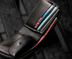 Handmade Leather Boa Skin Tooled Mens billfold Wallet Cool Slim Wallet Biker Wallet for Men - imessengerbags