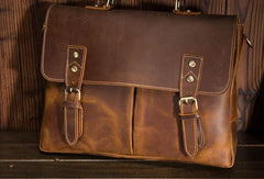 Cool Leather Mens Briefcase Business Briefcase Vintage Shoulder Bag HandBags for men