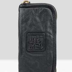 Handmade Leather Mens Cool Long Leather Wallet Zipper Clutch Wallet for Men - imessengerbags