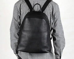 Genuine Leather Mens Cool Backpack Sling Bag Large Black Travel Bag Hiking Bag for men
