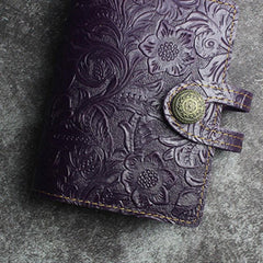 Handmade Leather Floral Mens Cool Short Wallet Card Holder Small Card Slim Wallets for Men