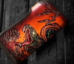 Handmade Leather Prajna Ghost Mens Chain Biker Wallet Cool Leather Wallet With Chain Wallets for Men - imessengerbags