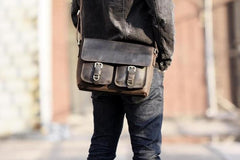 Handmade Leather Mens Cool Shoulder Bag Messenger Bag Chest Bag Bike Bag Cycling Bag for men - imessengerbags