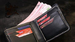 Handmade Leather Tiger Tooled Mens billfold Wallet Cool Leather Wallet Slim Wallet for Men - imessengerbags