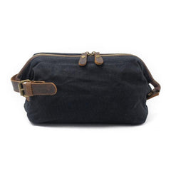 Cool Canvas Leather Mens Zipper Wristlet Bag Vintage Clutch Zipper Bag for Men