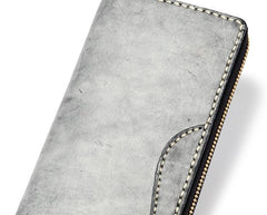 Handmade Leather Mens Clutch Wallet Cool Takahashi Wallet Long Zipper Wallets for Men - imessengerbags