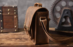 Handmade Leather Mens Cool Messenger Bag Briefcase Work Bag Business Bag for men