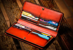 Handmade Leather Men Tooled Cool Leather Wallet Long Phone Wallets for Men - imessengerbags
