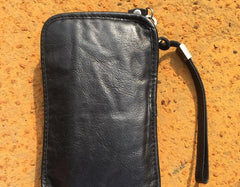 Handmade Genuine Leather Mens Clutch Cool Long Wallet Zipper Clutch Wristlet Wallet for Men - imessengerbags