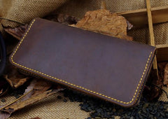 Handmade Leather Mens Cool Travel Long Wallet Card Holder Card Slim Clutch Wallets for Men - imessengerbags