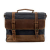 Mens Waxed Canvas Leather Side Bag Messenger Bag Canvas Courier Bag for Men