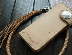 Handmade Leather Biker Wallet Mens Cool Chain Wallet Trucker Wallet with Chain