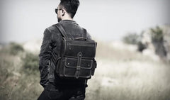 Handmade Leather Mens Cool Backpack Messenger Bag Briefcase Work Bag Business Bag for men - imessengerbags