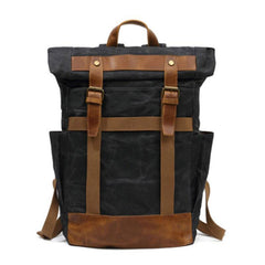 Waxed Canvas Mens Travel Backpack Canvas School Backpack Laptop Backpack for Men
