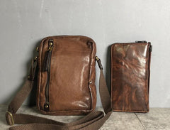 Genuine Leather Mens Cool Chest Bag Sling Bag Crossbody Bag Travel Bag Hiking Bag for men - imessengerbags