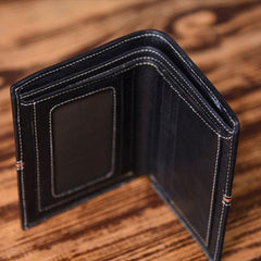 Handmade Leather Mens Cool Slim Leather Wallet Men Small Wallets Bifold for Men - imessengerbags