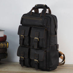 Vintage Mens Leather Large Laptop Backpack Travel Backpack Leather School Backpacks for Men