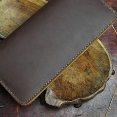 Handmade Leather Floral Mens Cool Travel Long Wallet Card Holder Card Slim Clutch Wallets for Men - imessengerbags
