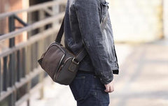Handmade Leather Mens Cool Shoulder Bag Messenger Bag Chest Bag Bike Bag Cycling Bag for men - imessengerbags
