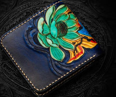 Handmade Leather Carp Tooled Mens billfold Wallet Cool Leather Wallet Slim Wallet for Men - imessengerbags