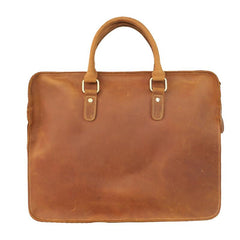 Vintage Dark Brown Leather Mens 14 inches Briefcase Black Work Briefcase Handbags For Men - imessengerbags